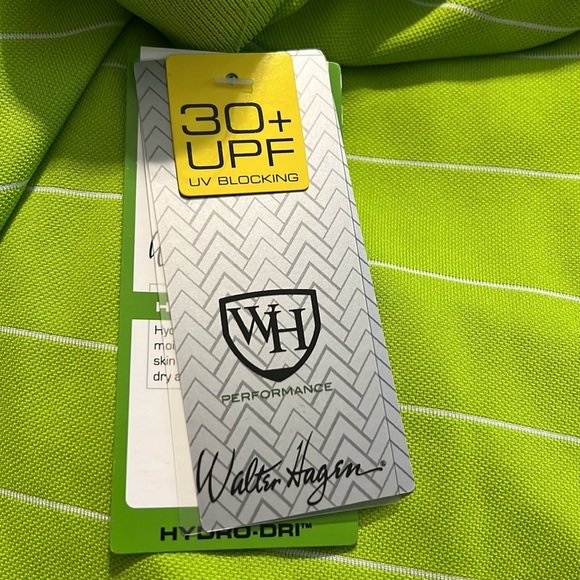 Walter Hagen XL mens polo hydro-dri short sleeve lime green uv blocking 30 UPF - Picture 6 of 9